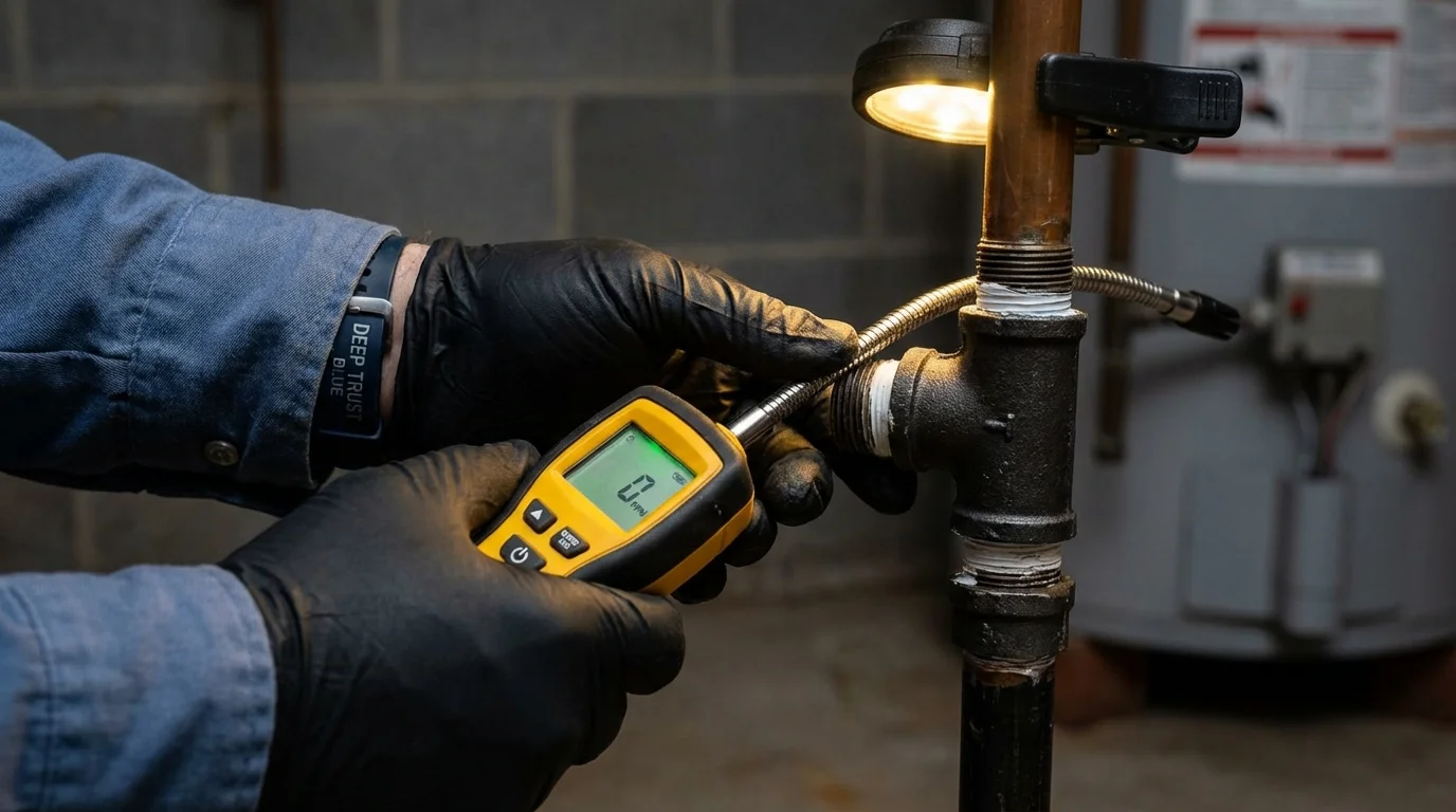 Gas leak detection with electronic sniffer by Johns Plumbing LLC in Kremmling